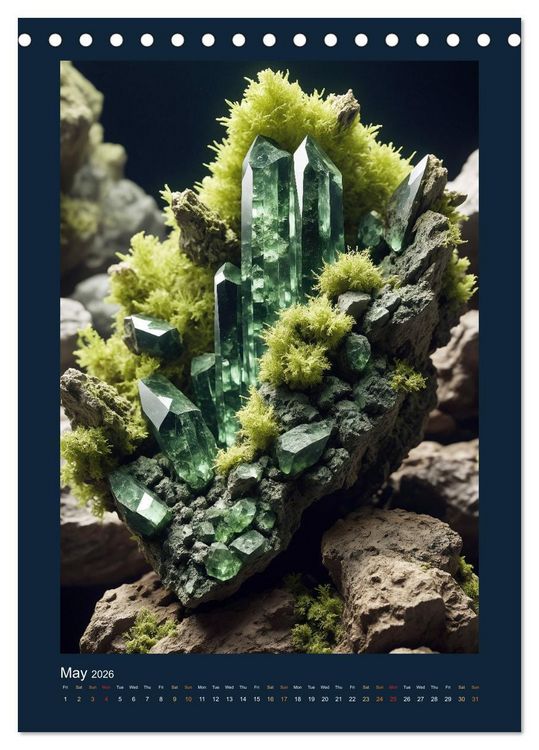 Produktbild: Fantastic Minerals - Mysterious Treasures (Desk Calendar 2026 DIN A5 portrait), CALVENDO 12 Month DeskCalendar