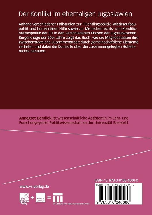 Produktbild: Der Konflikt im ehemaligen Jugoslawien und die Europ&auml;ische Integration