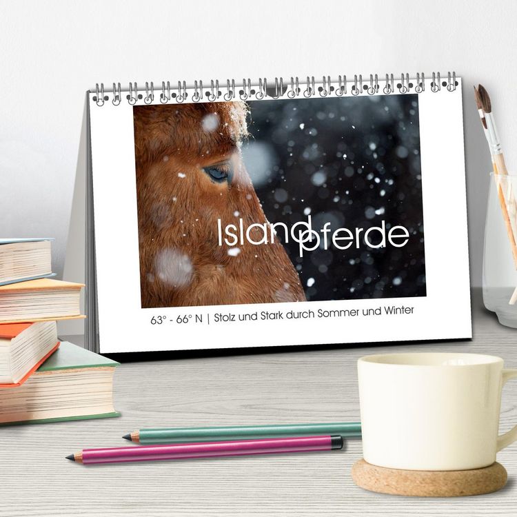 Produktbild: Islandpferde - Stolz und Stark durch Sommer und Winter (Tischkalender 2026 DIN A5 quer), CALVENDO Monatskalender