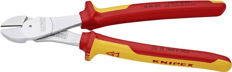 Produktbild: Knipex 74 06 250 VDE Kraft-Seitenschneider mit Facette 250mm