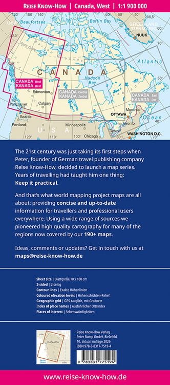 Produktbild: Reise Know-How Landkarte Kanada, West | Canada, West (1:1.900.000)