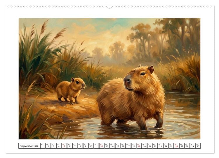 Produktbild: Capybara &ndash; Ein Nachmittag am Fluss (Wandkalender 2027 DIN A2 quer), CALVENDO Monatskalender