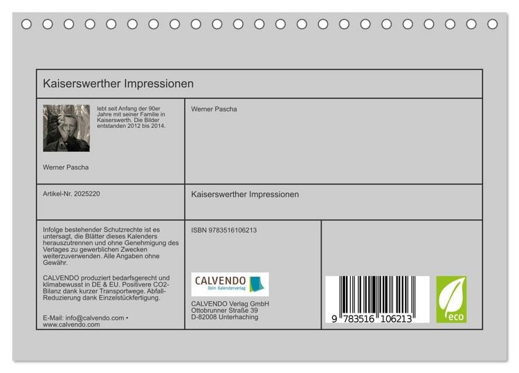 Produktbild: Kaiserswerther Impressionen (Tischkalender 2026 DIN A5 quer), CALVENDO Monatskalender
