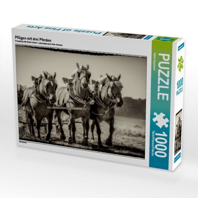 Produktbild: CALVENDO Puzzle Pfl&uuml;gen mit drei Pferden | 1000 Teile Lege-Gr&ouml;&szlig;e 64x48cm Foto-Puzzle f&uuml;r gl&uuml;ckliche Stunden