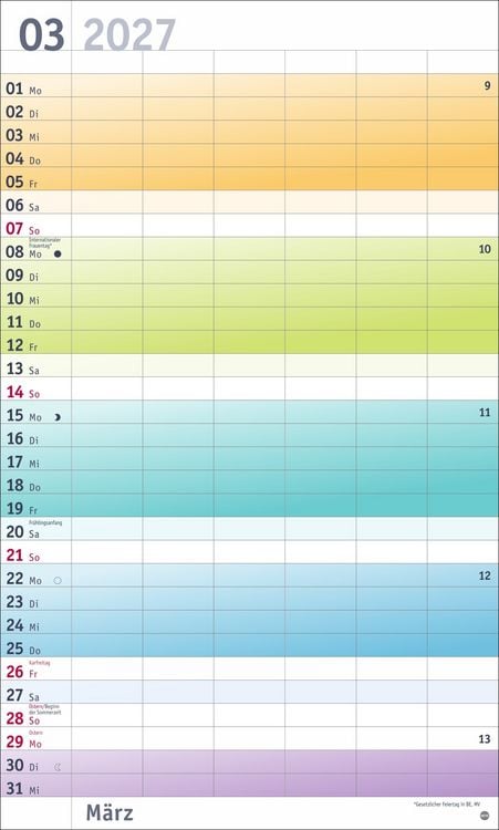 Produktbild: Bunte Wochen Familienplaner XL 2027