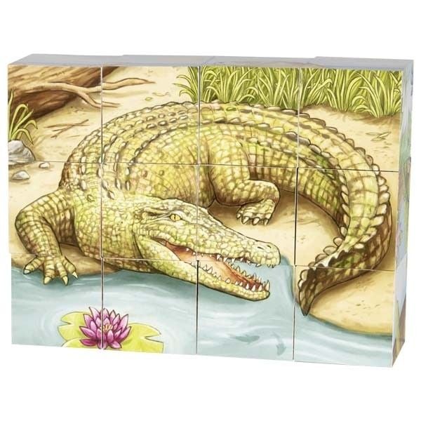 Produktbild: Goki 57418 - W&uuml;rfelpuzzle Australische Tiere, 12-teilig, Holz