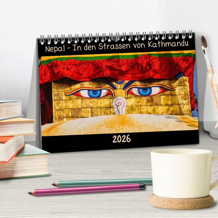 Produktbild: Nepal - In den Stra&szlig;en von Kathmandu (Tischkalender 2026 DIN A5 quer), CALVENDO Monatskalender
