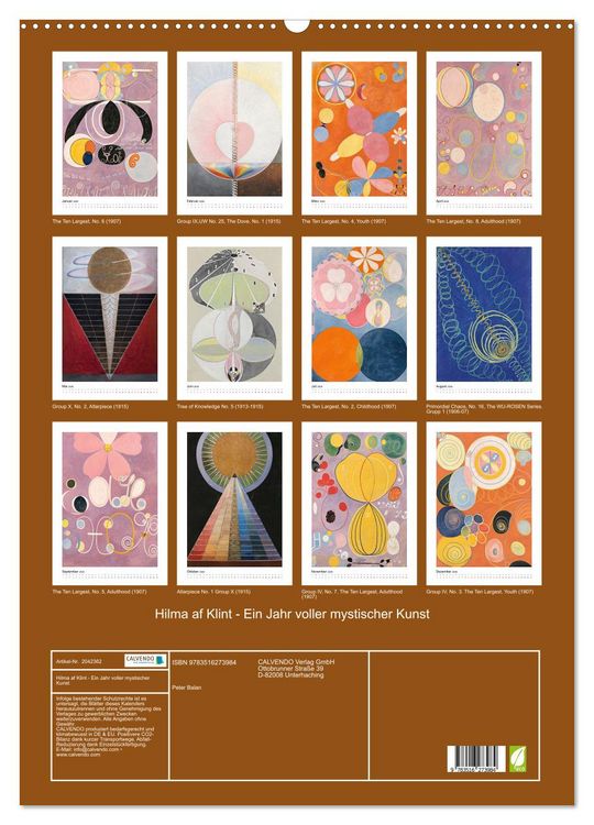 Produktbild: Hilma af Klint - Ein Jahr voller mystischer Kunst (Wandkalender 2026 DIN A2 hoch), CALVENDO Monatskalender