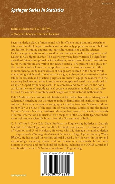 Produktbild: A Modern Theory of Factorial Design