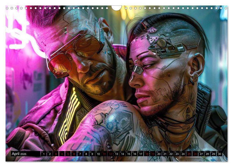 Produktbild: Cyberpunk - Hochtechnisierte Neonwelt (Wandkalender 2026 DIN A3 quer), CALVENDO Monatskalender