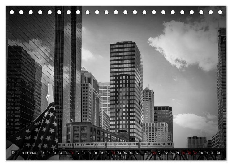 Produktbild: CHICAGO Monochrom (Tischkalender 2026 DIN A5 quer), CALVENDO Monatskalender