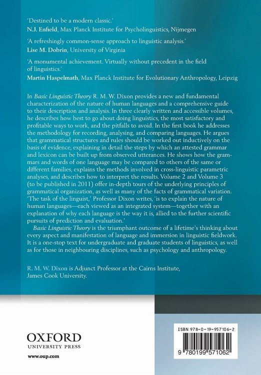 Produktbild: Basic Linguistic Theory, Volume 1