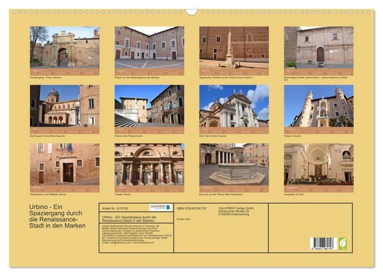 Produktbild: Urbino - Ein Spaziergang durch die Renaissance-Stadt in den Marken (Wandkalender 2026 DIN A2 quer), CALVENDO Monatskalender