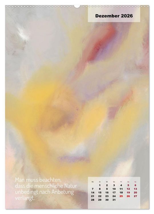 Produktbild: Seelenw&uuml;nsche - Kunstkalender mit Texten zum Innehalten (hochwertiger Premium Wandkalender 2026 DIN A2 hoch), Kunstdruck in Hochglanz