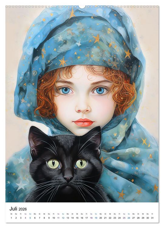 Produktbild: Katzenliebe Kunstbilder (hochwertiger Premium Wandkalender 2026 DIN A2 hoch), Kunstdruck in Hochglanz
