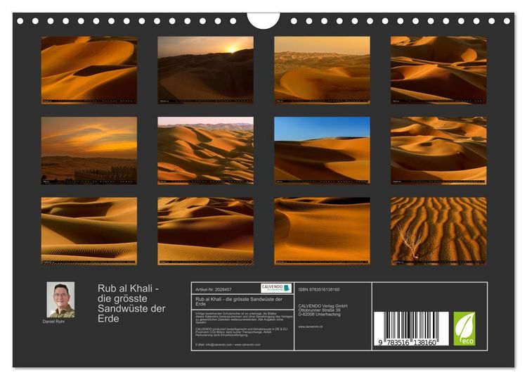 Produktbild: Rub al Khali - die gr&ouml;sste Sandw&uuml;ste der Erde (Wandkalender 2026 DIN A4 quer), CALVENDO Monatskalender