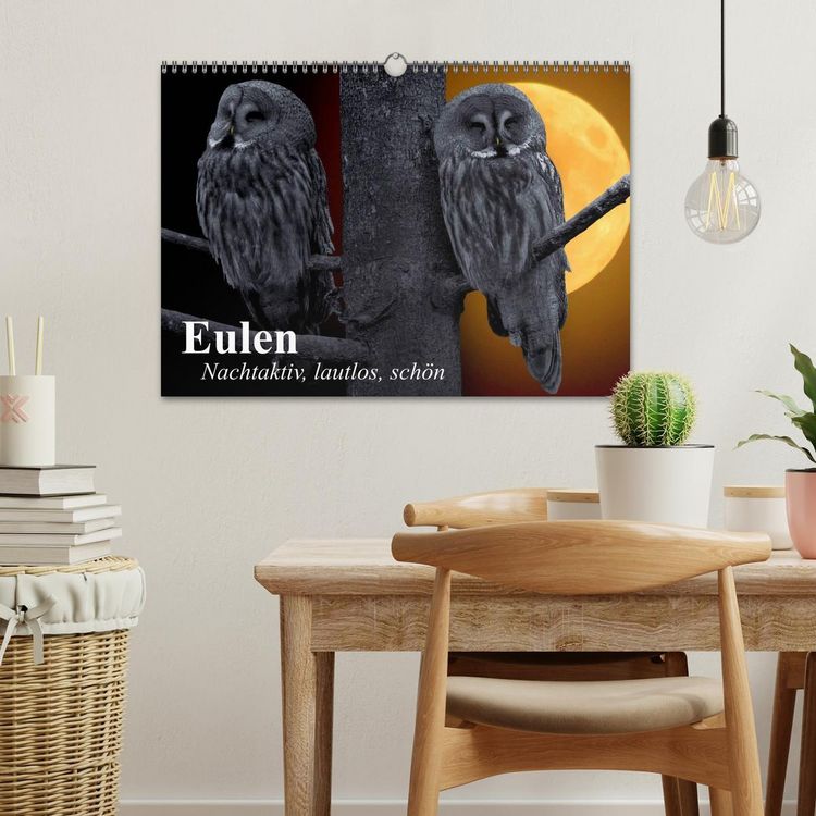 Produktbild: Eulen. Nachtaktiv, lautlos, sch&ouml;n (Wandkalender 2026 DIN A3 quer), CALVENDO Monatskalender