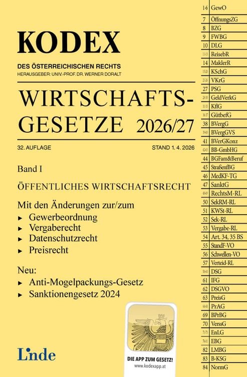 Produktbild: KODEX Wirtschaftsgesetze Band I 2026/27