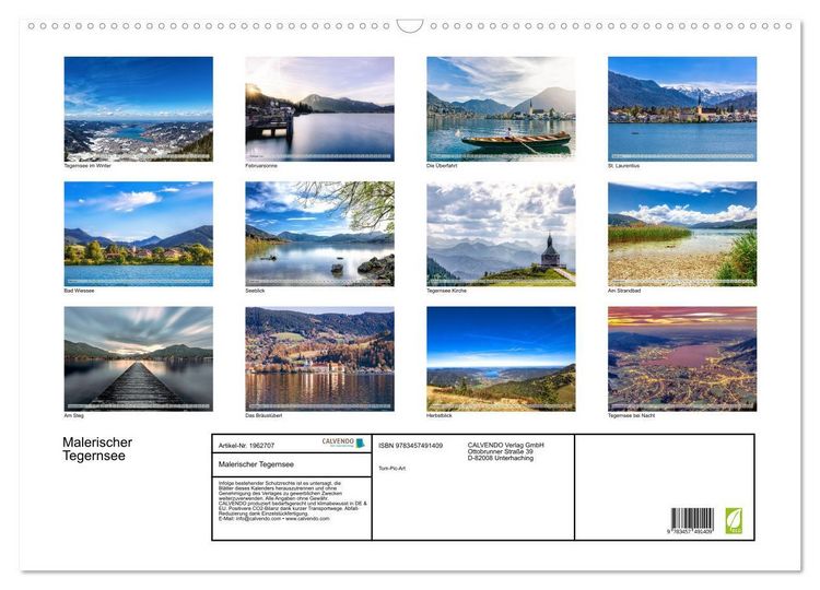 Produktbild: Malerischer Tegernsee (Wandkalender 2026 DIN A2 quer), CALVENDO Monatskalender
