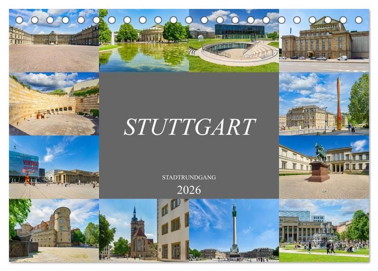 Produktbild: Stuttgart Stadtrundgang (Tischkalender 2026 DIN A5 quer), CALVENDO Monatskalender