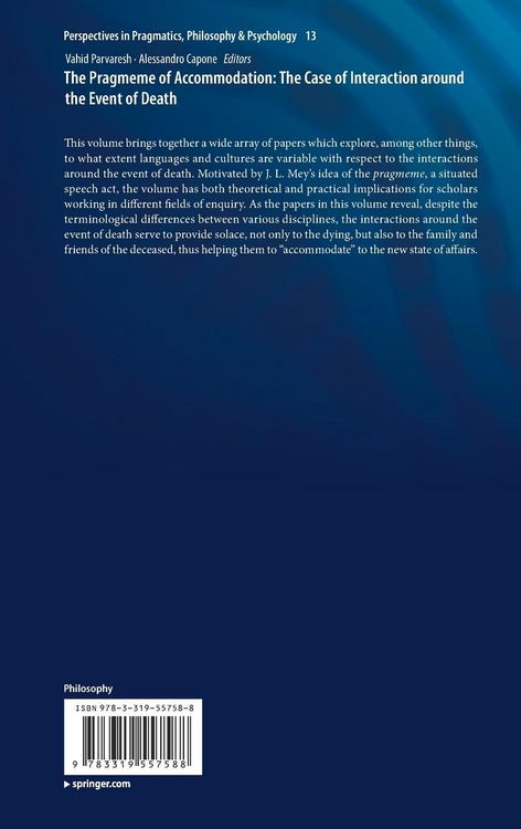 Produktbild: The Pragmeme of Accommodation: The Case of Interaction around the Event of Death
