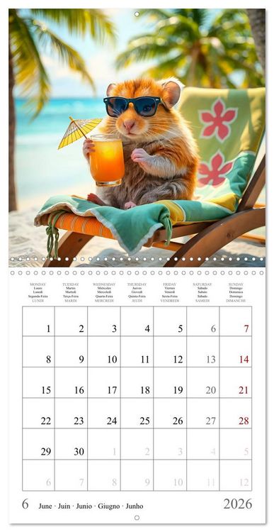 Produktbild: On holiday with AI hamsters (Wall Calendar 2026 12 &times; 12 Inch) CALVENDO 12 Month Wall Calendar