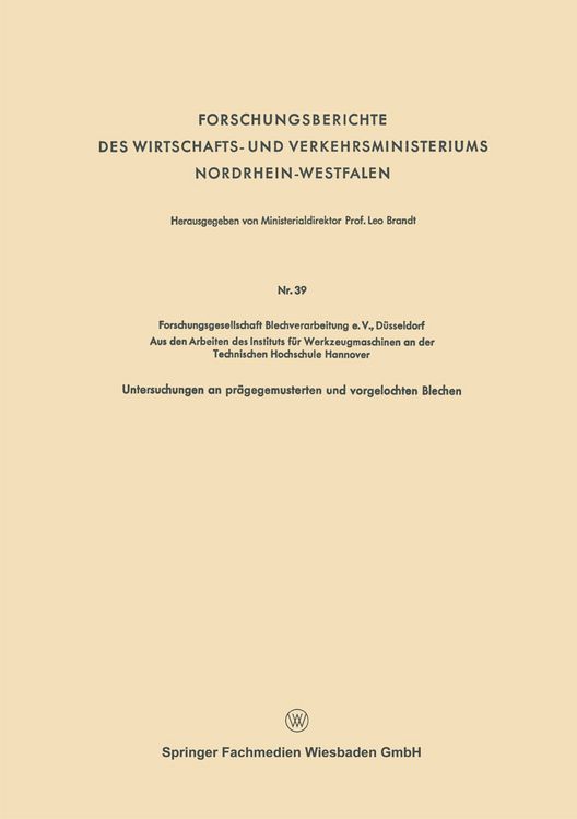 Produktbild: Forschungsberichte des Wirtschafts- und Verkehrsministeriums Nordrhein-Westfalen
