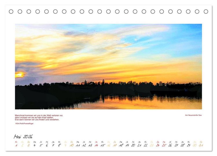 Produktbild: Poesiefl&uuml;gels Abendspaziergang (Tischkalender 2026 DIN A5 quer), CALVENDO Monatskalender