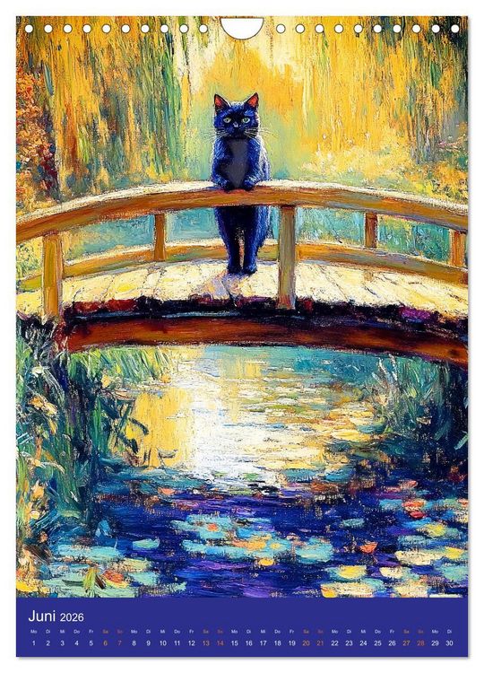 Produktbild: Katzen und Kunst - Samtige Herrscher der impressionistischen G&auml;rten (Wandkalender 2026 DIN A4 hoch), CALVENDO Monatskalender