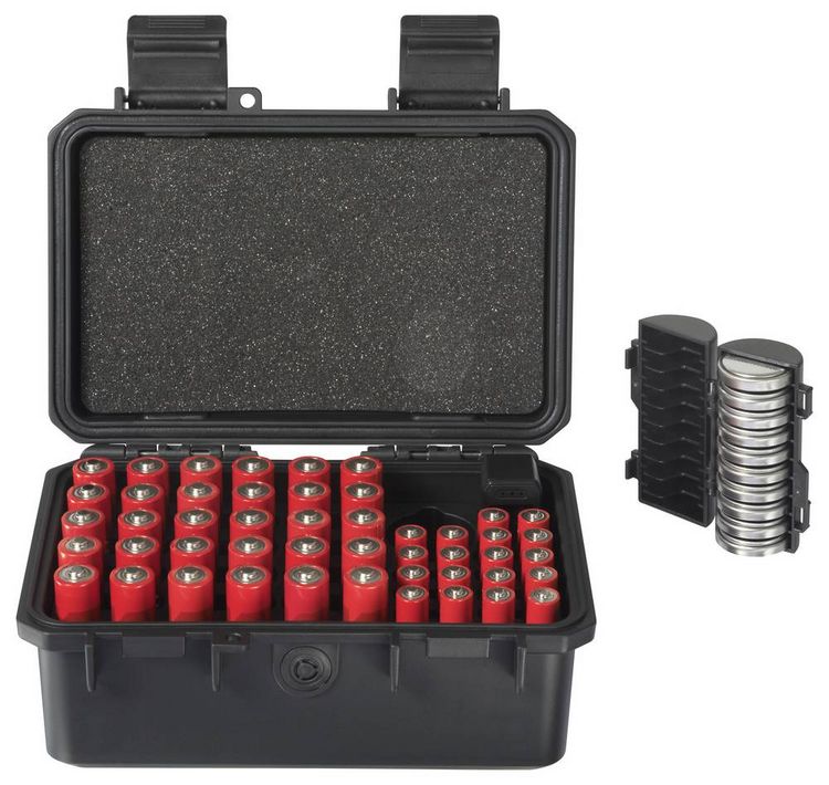 Produktbild: VOLTCRAFT Outdoor Akku-/Batteriekoffer 58x Mignon (AA), Micro (AAA), Mini (AAAA), Knopfzellen (L x B x H) 18.4 x 13.2 x 7.7 cm