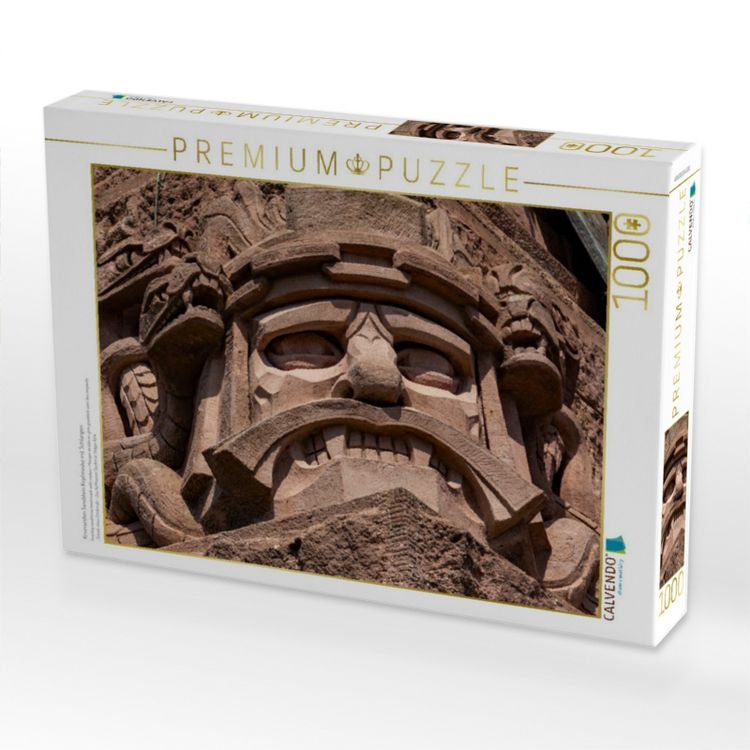 Produktbild: CALVENDO Puzzle Knurrenden Sandstein Kopfmaske mit Schlangen | 1000 Teile Lege-Gr&ouml;&szlig;e 64x48cm Foto-Puzzle f&uuml;r gl&uuml;ckliche Stunden