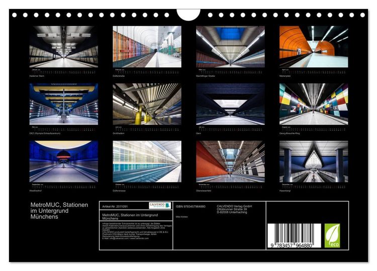 Produktbild: MetroMUC, Stationen im Untergrund M&uuml;nchens (Wandkalender 2026 DIN A4 quer), CALVENDO Monatskalender