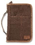 Produktbild: Aviator Bible Cover for Men, Zippered, with Handle, Suede, Brown, Extra Large