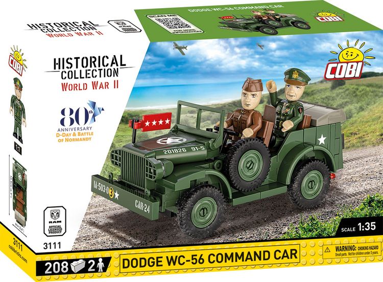 Produktbild: COBI Historical Collection 3111 - Dodge WC-56 Command Car, Bausatz 1:35, 208 Klemmbausteine/2 Spielfiguren