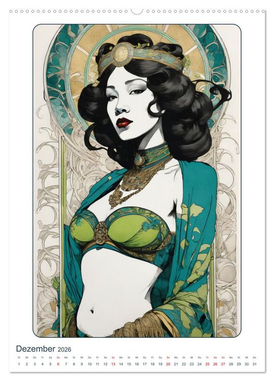 Produktbild: Frauen in Bildern im Art Nouveau-Stil (Wandkalender 2026 DIN A2 hoch), CALVENDO Monatskalender