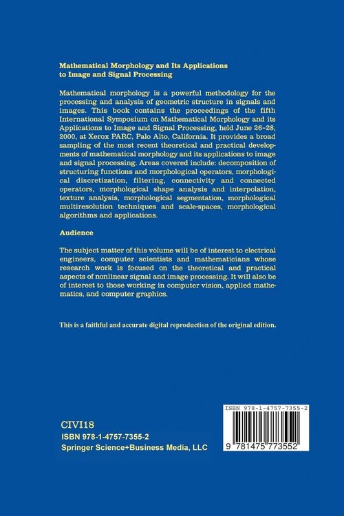 Produktbild: Mathematical Morphology and Its Applications to Image and Signal Processing
