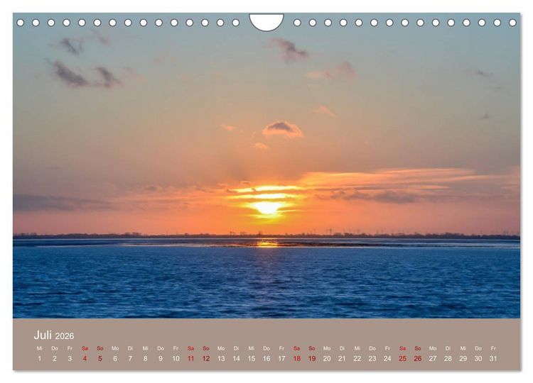 Produktbild: Wilhelmshaven - Sonne, K&uuml;ste und Meer (Wandkalender 2026 DIN A4 quer), CALVENDO Monatskalender