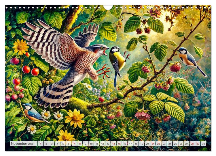 Produktbild: Tiere im Garten - Tierische Begegnungen in der gr&uuml;nen Oase (Wandkalender 2026 DIN A3 quer), CALVENDO Monatskalender