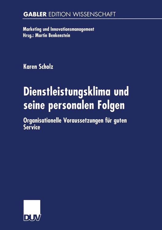 Produktbild: Dienstleistungsklima und seine personalen Folgen