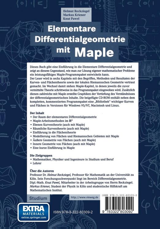 Produktbild: Elementare Differentialgeometrie mit Maple