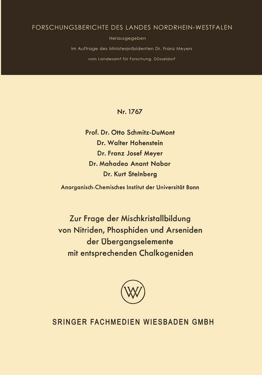 Produktbild: Zur Frage der Mischkristallbildung von Nitriden, Phosphiden und Arseniden der &Uuml;bergangselemente