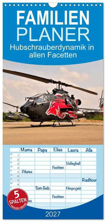 Produktbild: Familienplaner 2027 - Hubschrauberdynamik in allen Facetten mit 5 Spalten (Wandkalender, 21 x 45 cm) CALVENDO