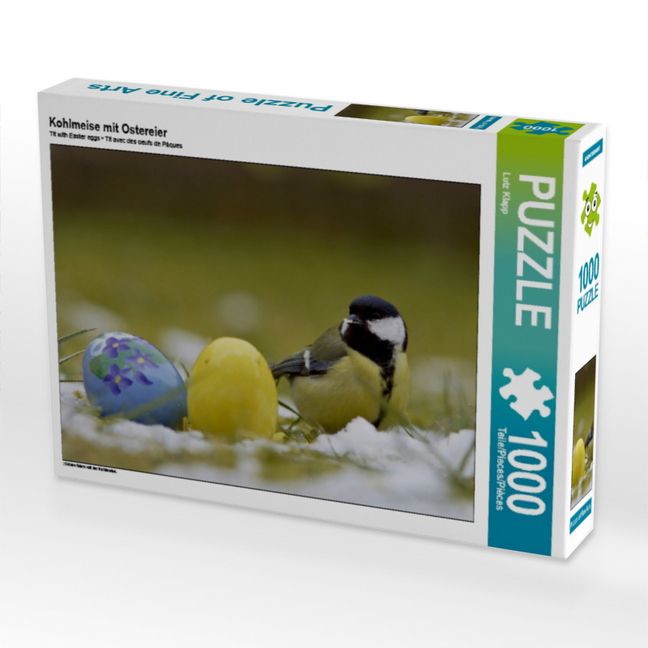 Produktbild: CALVENDO Puzzle Kohlmeise mit Ostereier | 1000 Teile Lege-Gr&ouml;&szlig;e 64x48cm Foto-Puzzle f&uuml;r gl&uuml;ckliche Stunden