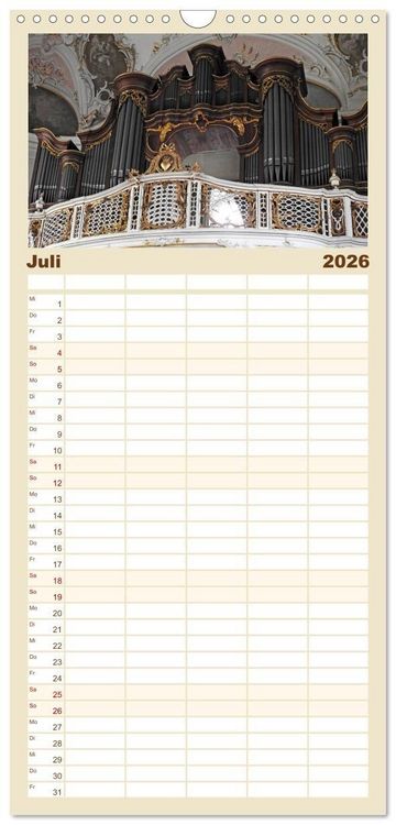 Produktbild: Familienplaner 2026 - Fantastische Welt der Orgeln mit 5 Spalten (Wandkalender, 21 x 45 cm) CALVENDO