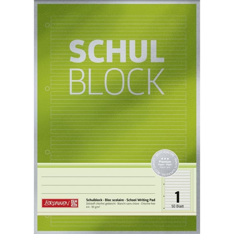 Produktbild: Brunnen Schulblock A4 Lin01 50Bl Premium