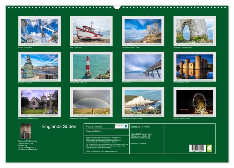 Produktbild: Englands S&uuml;den (Wandkalender 2026 DIN A2 quer), CALVENDO Monatskalender