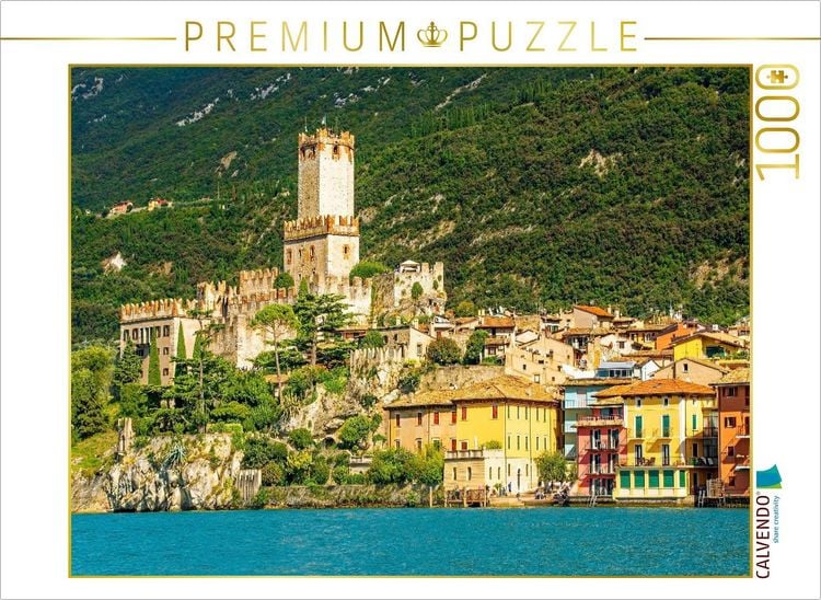 Produktbild: CALVENDO Puzzle Postkartenausblick auf Malcesine | 1000 Teile Lege-Gr&ouml;&szlig;e 64x48cm Foto-Puzzle f&uuml;r gl&uuml;ckliche Stunden