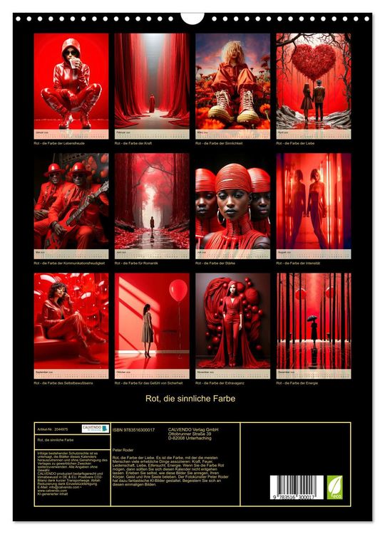 Produktbild: Rot, die sinnliche Farbe (Wandkalender 2026 DIN A3 hoch), CALVENDO Monatskalender