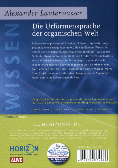 Produktbild: Die Urformensprache der organischen Welt - Alexander Lauterwasser