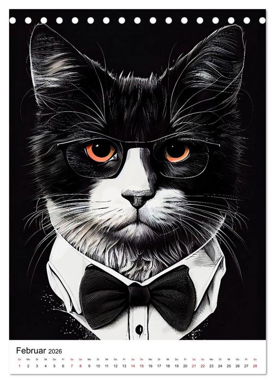 Produktbild: Hipster Katzen (Tischkalender 2026 DIN A5 hoch), CALVENDO Monatskalender